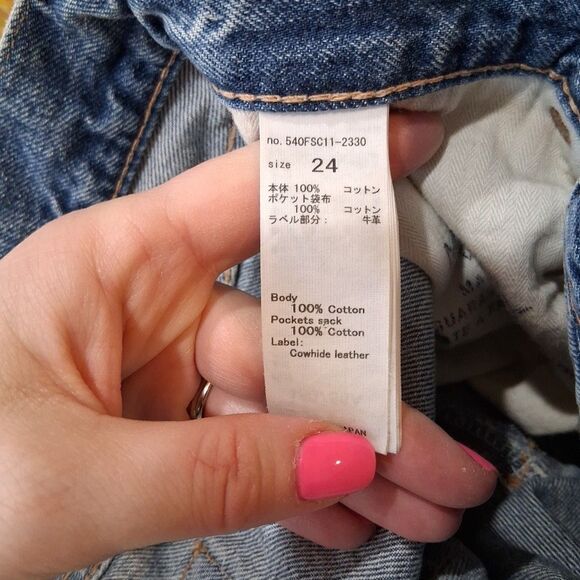 MOUSSY VINTAGE High Rise Denim Shorts Button Fly Raw Hem Distressed Size 24"x5" - Picture 6 of 9